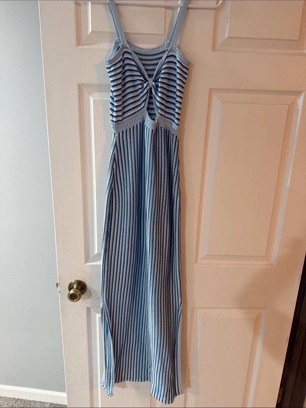 Blue Striped Knit Maxi Dress - Brand Unspecified